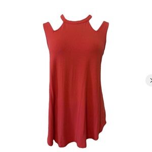 h.i.p. Red Cold-Shoulder Tank Top